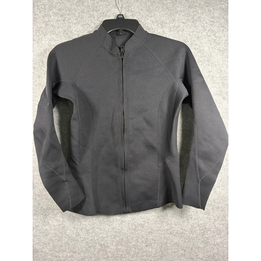 Black Neoprene Zip Up Wetsuit Jacket Long Sleeve Water Sports Topโ Mock Neck